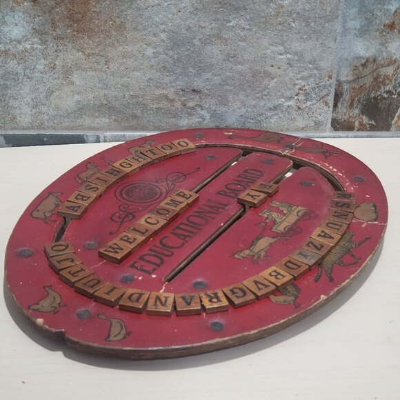 Vintage Cress Educational Board Reversible Red Oval Educational Toy - Picture 9 of 12